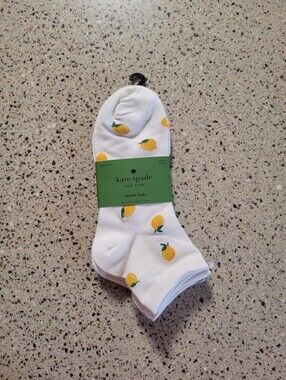 3-Pk Kate Spade New York Lemon Print, Spades Quarter Socks Womens Shoe Size 4-10